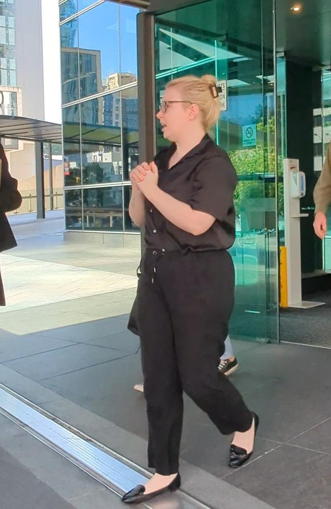 Amelia Kathleen Kautiainen, 28, leaving Brisbane Magistrates' Court on April 8, 2024. Picture: Nicola McNamara