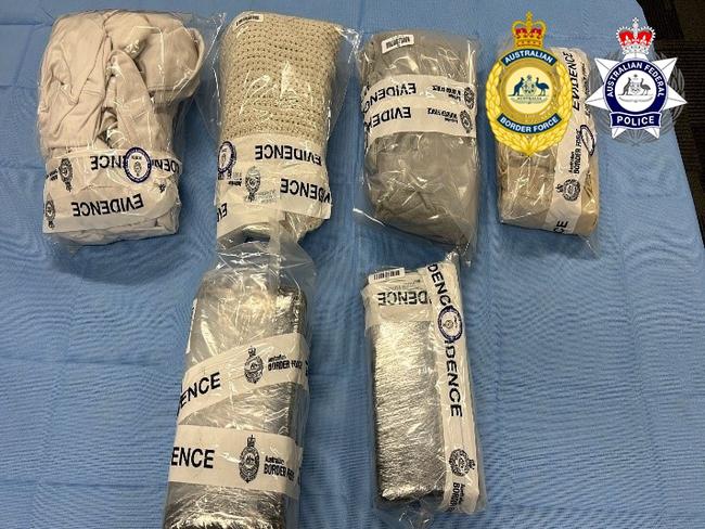 The AFP arrested four alleged international drug couriers, accused of attempting to smuggle cocaine into Australia on board a flight from the United States to Melbourne. Picture: ABF