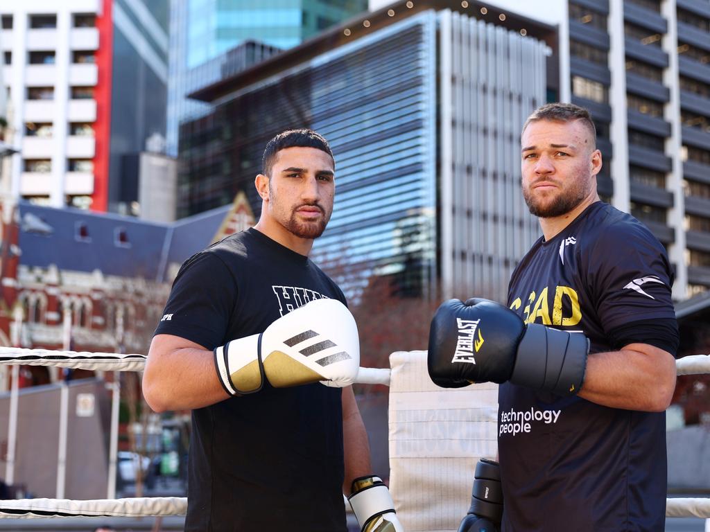 Former sparring partners Justis Huni (left) and Joe Goodall will fight each other on Wednesday night. Picture: Chris Hyde/Getty Images