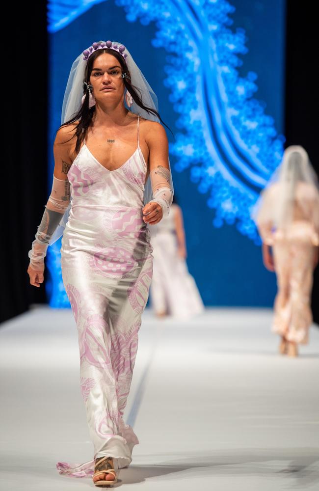 2024 Country to Couture at the Darwin Convention Centre showcases hand-designed First Nations fashion. Picture: Pema Tamang Pakhrin