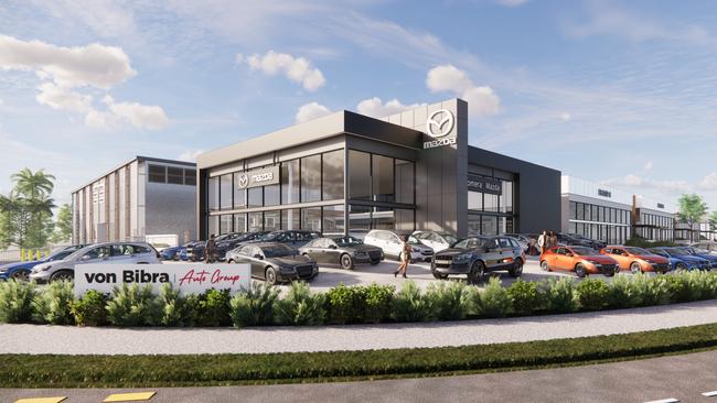 Artist impression of the under-construction Von Bibra Auto Village at Coomera. Picture: Supplied