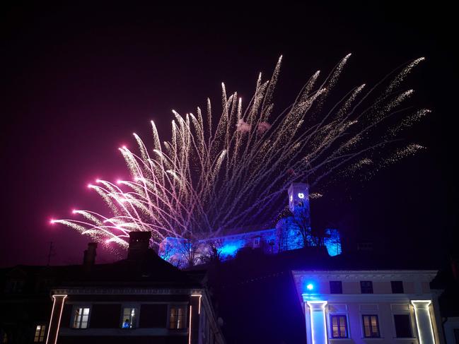 Fireworks explode over Ljubljana castle during New Year's celebrations in Ljubljana, Slovenia on January 1, 2020. Picture: AFP