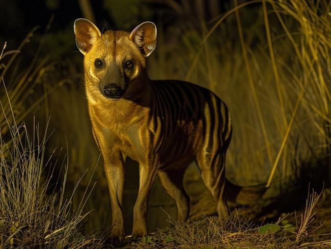 An AI-generated image of a thylacine which could soon be  brought back from extinction by scientists from the US bioscience company Collosal.