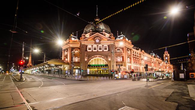 Melbourne after curfew around 9pm. Picture: Jay Town