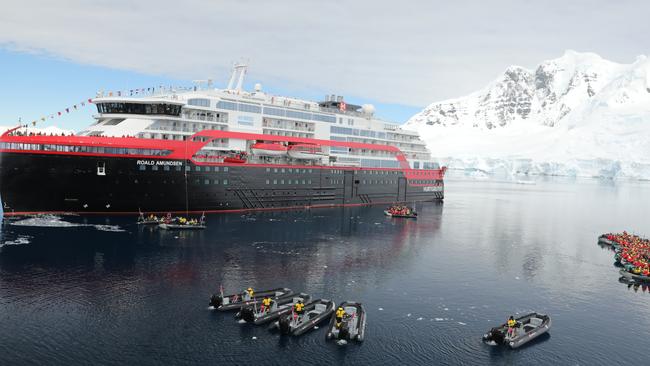 The Roald Amundsen was stranded off Chile for three days. Picture: Andrea Black.