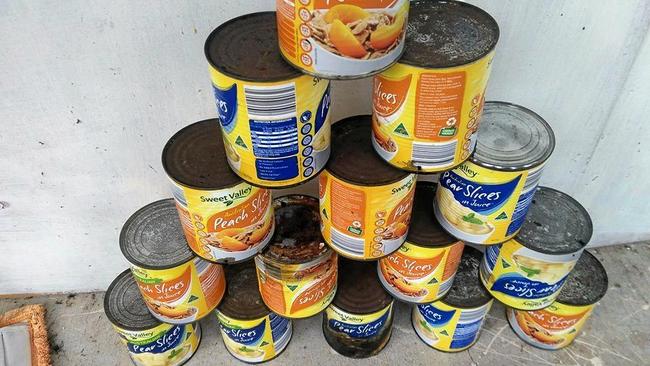 John Huntley claims there are no warnings telling people how long canned fruit from Aldi will last.