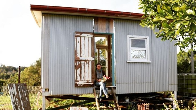 The shack Ms Nemeth built when she first moved to her moneyless lifestyle. Picture: Supplied