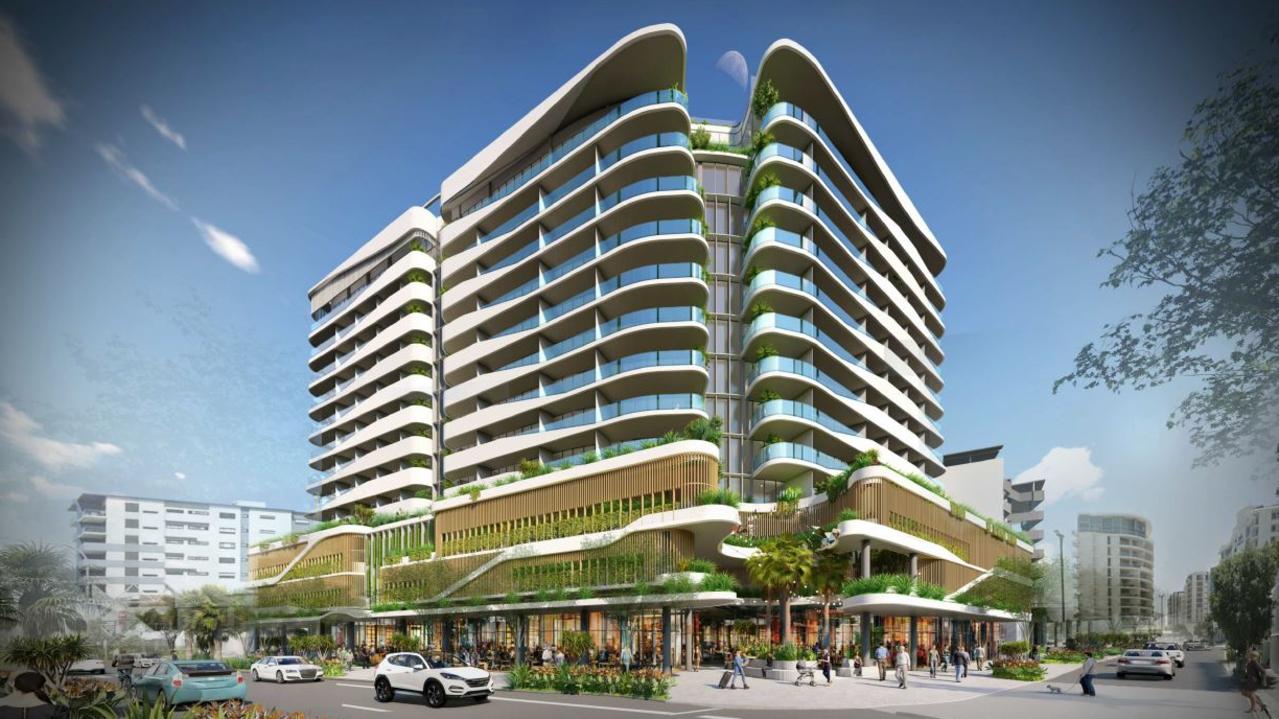 Artist's impressions of the Mooloolaba hotel project by KPAT, released as part of a formal application to develop the remainder of the Brisbane Road Carpark site.