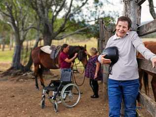 Sharon Mildren was a horse fanatic before she was involved in a car crash in Ma Ma Creek 41 years ago. In the past three years, she has made her way back into the saddle and plans to work her way up to showjumping. Picture: UnitingCare