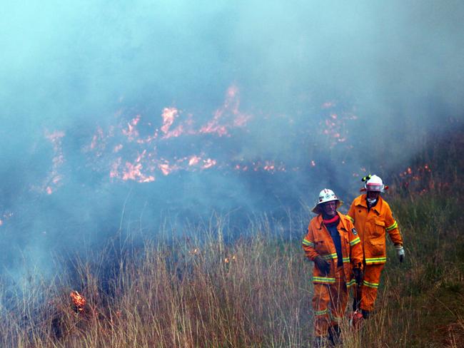 Rural Firefighting Service volunteers performing backburning operations on the central coast. Picture: Sam Mooy 