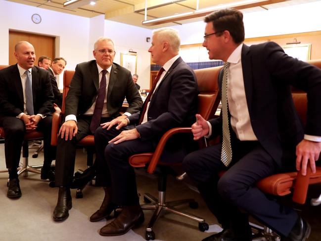 Prime Minister Scott Morrison holds the Budget 2021 Cabinet meeting at Parliament House on Monday, May 10, 2021 ahead of the budget tomorrow. Picture: Adam Taylor/PMO