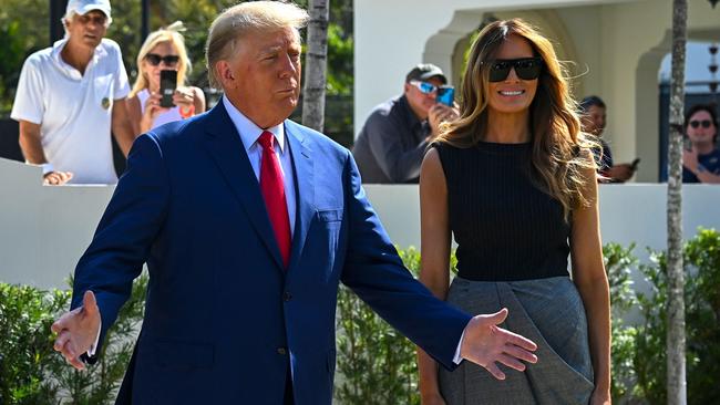 Donald and Melania Trump after voting in the US midterm elections in Palm Beach, Florida. Picture: AFP.