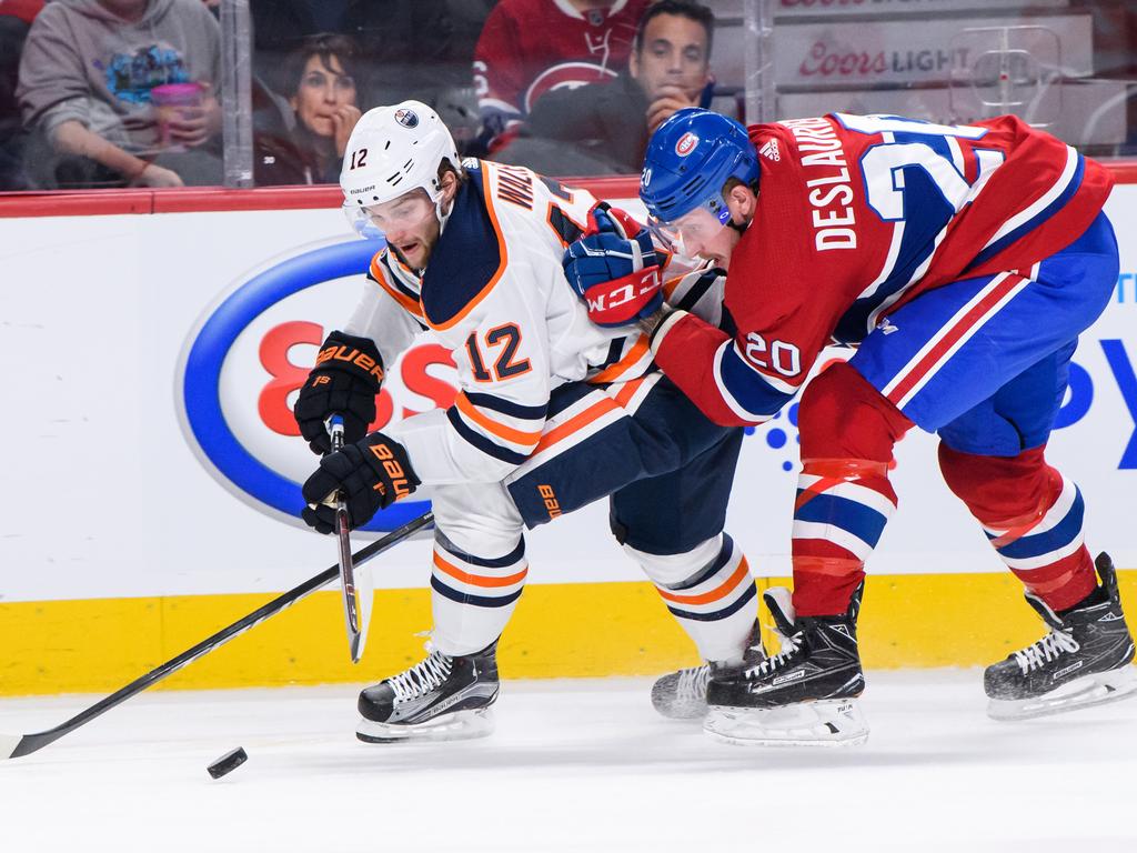 Nathan Walker’s NHL career included a brief stint with the Edmonton Oilers. Edmonton temperatures frequently plummet below -20C, a far cry from the temperate beaches of southern Sydney where Walker grew up. Picture: Vincent Ethier/Getty Images