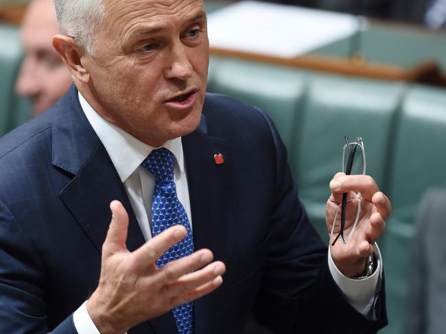 Australian Prime Minister Malcolm Turnbull speaks during House of Representatives Question Time at Parliament House in Canberra, Wednesday, May 4, 2016. (AAP Image/Lukas Coch) NO ARCHIVING