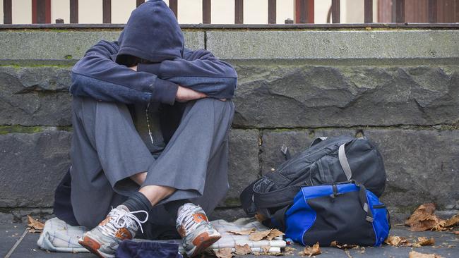 Some Melbourne traders are frustrated at people sleeping in their doorways. Picture: Eugene Hyland