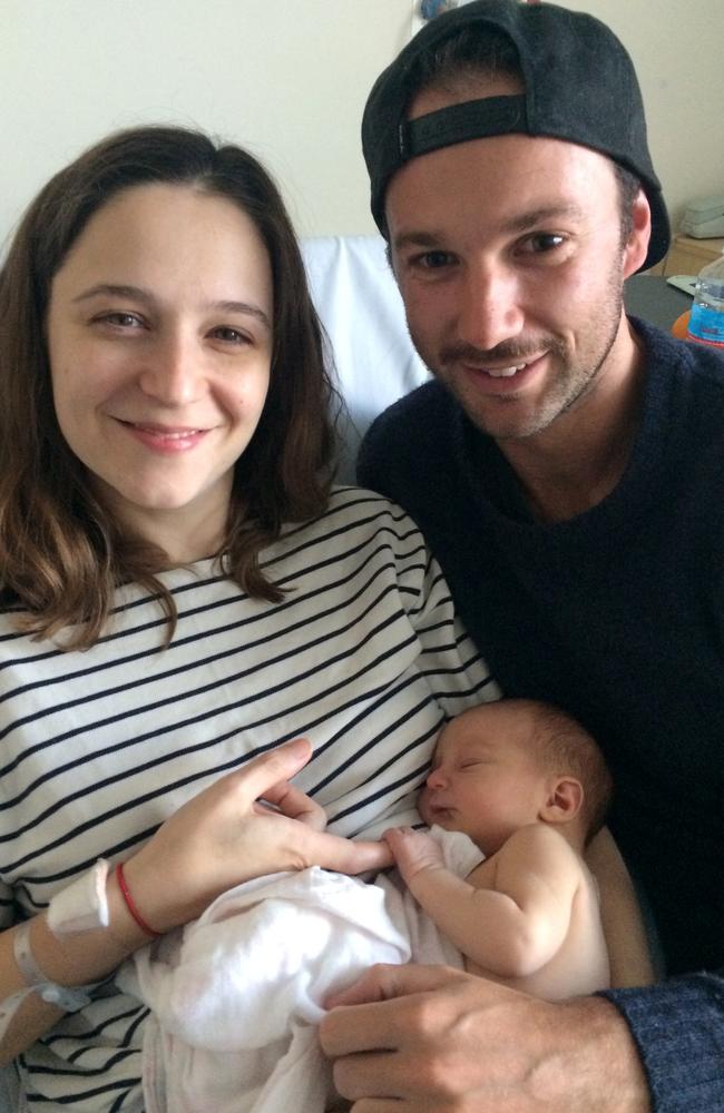 Don’t forget to include your baby as part of the household when completing your census forms. Pictured are new parents Rosie van Krieken and Max Friend with baby Saskia. Picture: AAP/Judy Skatsoon