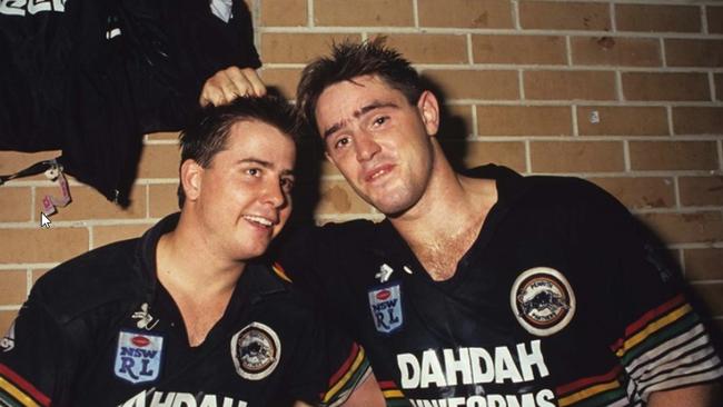 Ben Alexander (left) pictured with Brad Fittler. Alexander tragically died in a car accident in 1992.