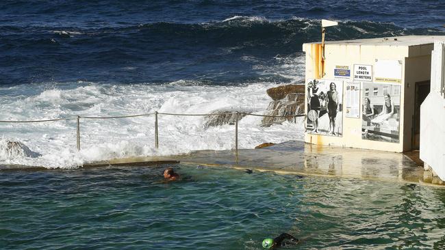 The new photos at Bronte Pool. Waverley Council is celebrating with a permanent photographic installation honouring local women Olympians Fanny Durack, Mina Wylie and Evelyn Whillier. Picture: John Appleyard