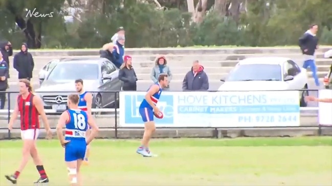 Jake Tucker kicks the match-winning goal for South Croydon