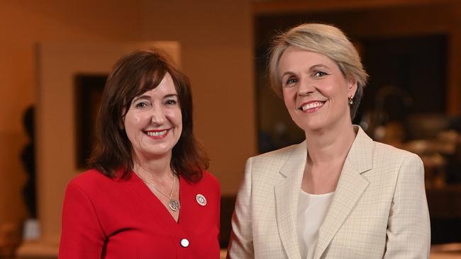 10/4/24. The Hon. Tanya Plibersek MP, Minister for Environment and Water is in Adelaide for the Elizabeth Hanretty Oration.Deputy Premier Susan Close with Tanya.Picture: Keryn Stevens