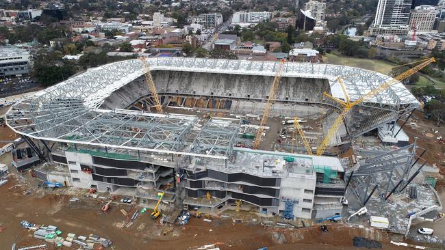 An aerial view of construction of Western Sydney Stadium which is expected to be completed in 2019. Picture: Cameron Spencer/Getty Images