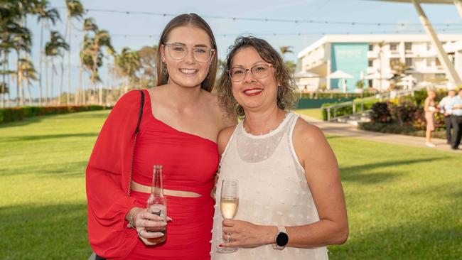 Chelsea Adams and Cindy Hoban at the 2022-23 NTFL Nichols Medal Night. Picture: Pema Tamang Pakhrin