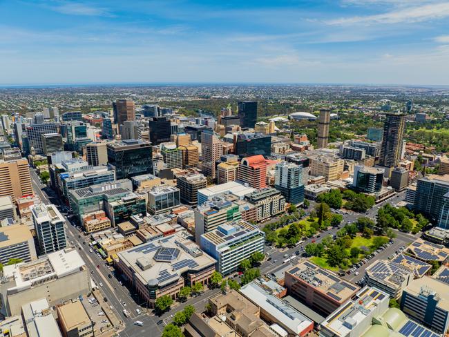 Aerial image of Adelaide CBD skyline. Picture: Supplied by Colliers