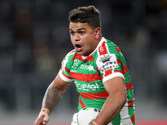 Rabbitoh's Latrell Mitchell during NRL match between the Parramatta Eels and South Sydney Rabbitohs at Bankwest Stadium. Picture. Phil Hillyard