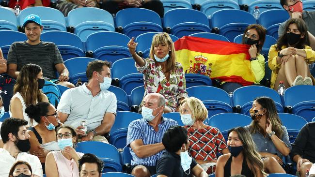 A woman in the crowd gives Rafael Nadal the bird. Picture: Getty Images 