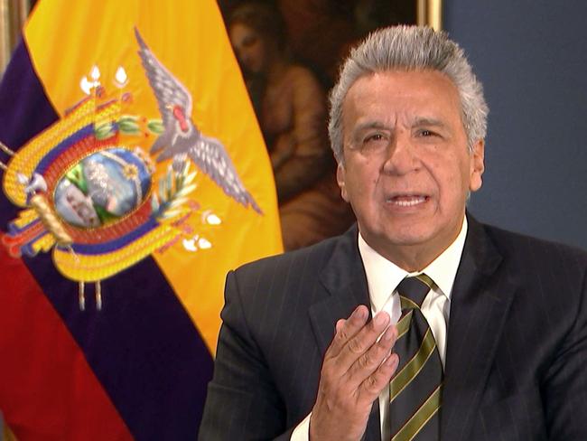 Ecuadorian President Lenin Moreno made it clear he wanted Assange out. Picture: AFP Photo/Andres Reynoso