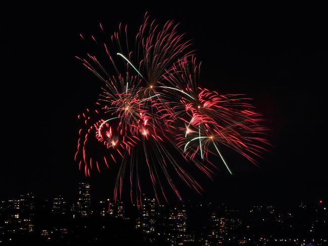 New Year's Eve fireworks over Sydney Harbour viewed and photographed from Georges Heights, Mosman. Picture: Adolfo Nazario