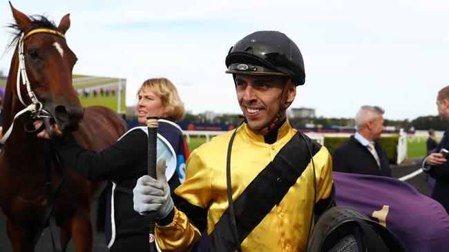 Ashley Morgan celebrates his win aboard Bakerloo at Randwick in May. Picture: Jeremy Ng / Getty Images