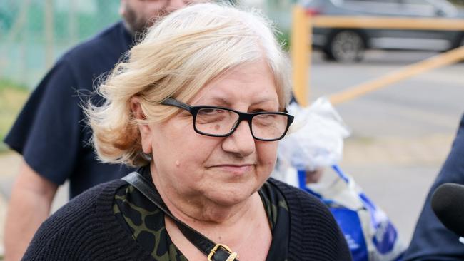 Rosemary Maione leaves the Adelaide Women’s Prison with her son after being released on bail. Picture: Brenton Edwards