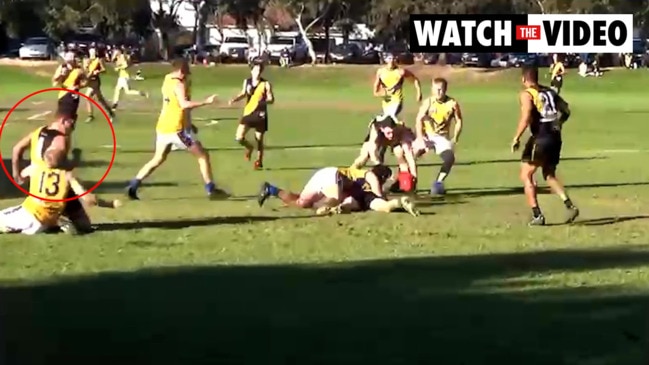 Footage of footballer Jesse White striking another player