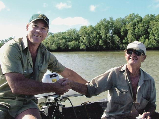 Shaking hands was their little ritual. Picture: Bob Irwin