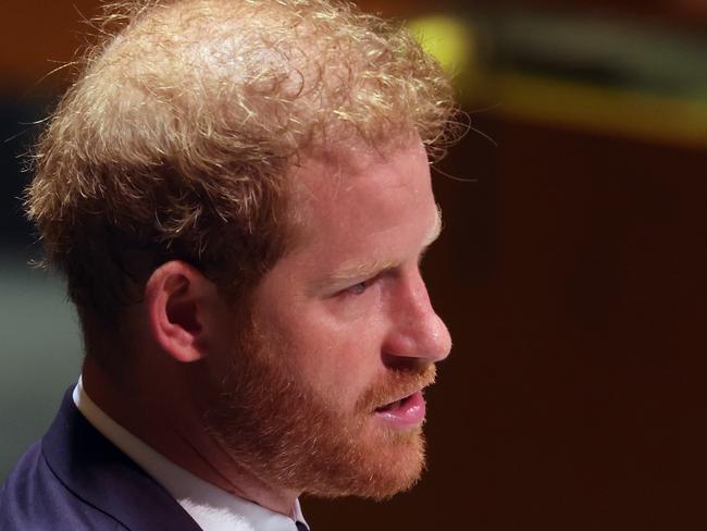 NEW YORK, NEW YORK - JULY 18: Prince Harry addresses the United Nations (UN) general assembly during the UN's annual celebration of Nelson Mandela International Day on July 18, 2022 in New York City. The Prince, the keynote speaker, spoke about the legacy and inspiration of the South African anti-apartheid leader who spent 27 years in a remote South African prison before becoming the president and first black leader of the country. The 37-year-old Duke of Sussex attended the event with his wife Meghan Markle.   Spencer Platt/Getty Images/AFP == FOR NEWSPAPERS, INTERNET, TELCOS & TELEVISION USE ONLY ==