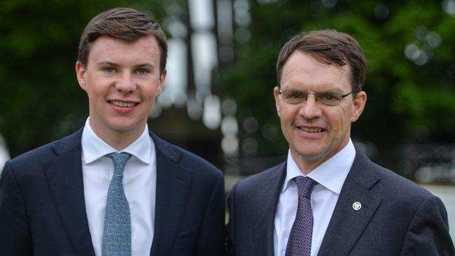 Joseph O’Brien claimed bragging rights over his dad, Aidan, after winning his second Melbourne Cup. Picture: Getty Images