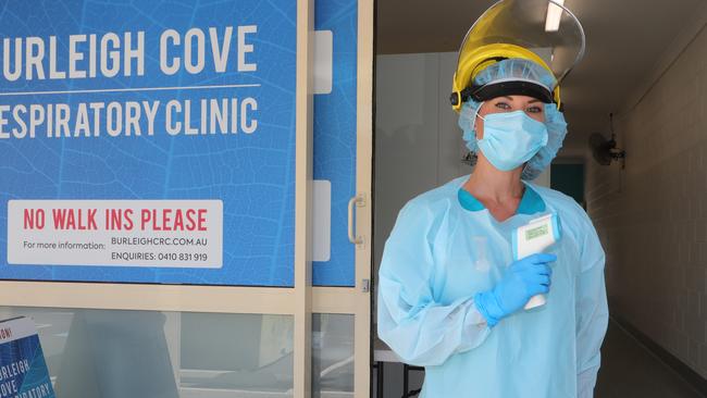 Registered Nurse Angel Anderson in her PPE at the Burleigh Cove Respiratory Centre. Picture Glenn Hampson