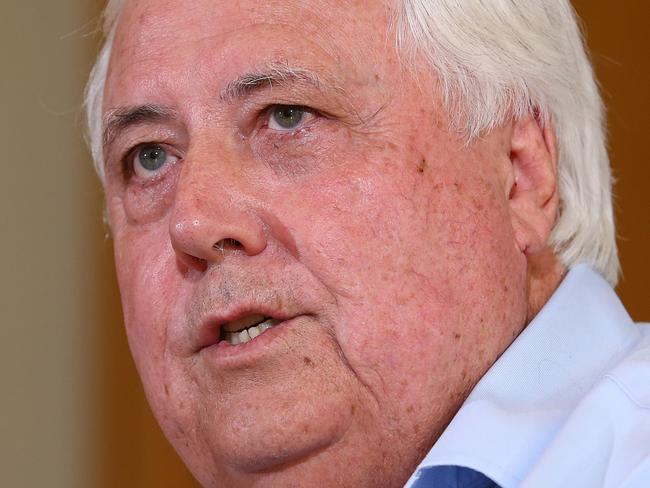 BRISBANE, AUSTRALIA - JULY 09: Clive Palmer speaks to the media during a press conference at the Hilton Hotel on July 09, 2021 in Brisbane, Australia. (Photo by Jono Searle/Getty Images)