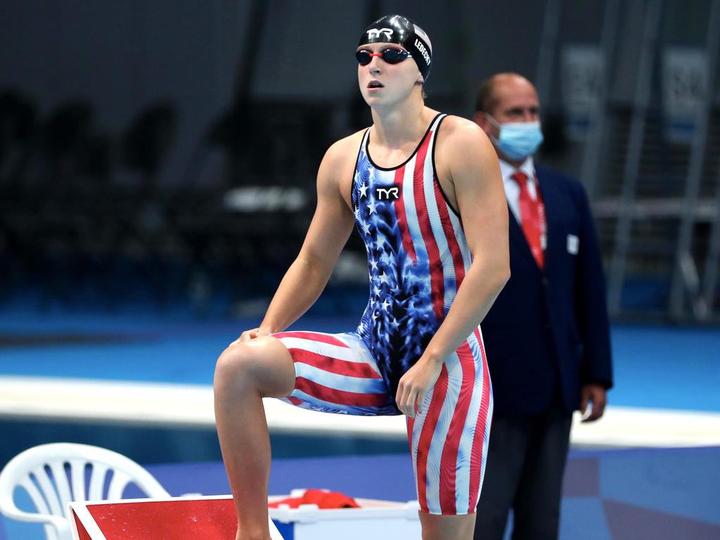 Kathleen Ledecky before claiming silver in the 400m freestyle on day three. Picture: Xavier Laine/Getty Images