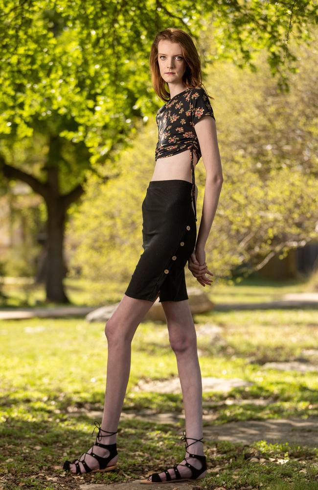 Maci Currin, who holds the Guinness World Record for the world’s longest legs for a female. Picture: News Licensing/MEGA/The Sun