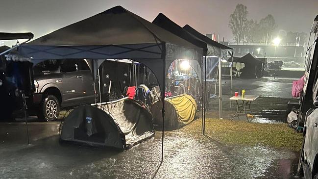 Campers at the CMC Rocks music festival in Ipswich were hit by heavy rain. Picture Supplied