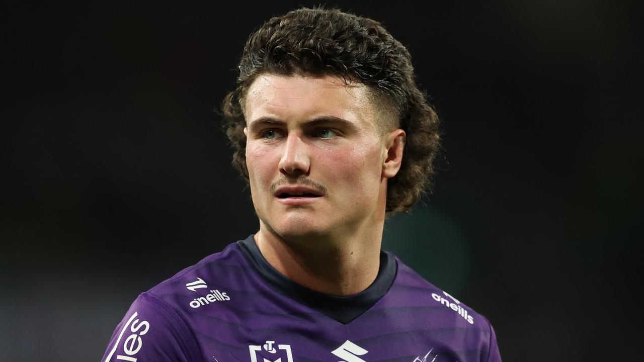 MELBOURNE, AUSTRALIA - MARCH 16: Jonah Pezet of the Storm looks on during the round two NRL match between Melbourne Storm and New Zealand Warriors at AAMI Park, on March 16, 2024, in Melbourne, Australia. (Photo by Robert Cianflone/Getty Images)