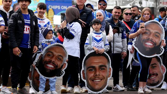 Fans wait for the teams to arrive prior to the round 22 NRL match between Canterbury Bulldogs and Canberra Raiders at Belmore Sports Ground. Picture: Getty Images