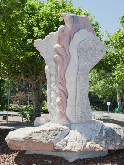 Public artwork in Mount Barker called Hydris by French artist Xavier Gonzalez, part of the Adelaide Hills Sculpture Trail.