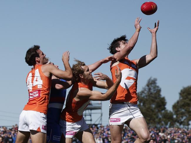 Taylor is marking with confidence and back to his best again. Picture: Daniel Pockett/Getty Images