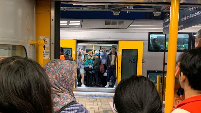 Commuters are facing peak-hour chaos on trains this morning after a train derailed at Circular Quay, causing major delays. Picture: John Grainger