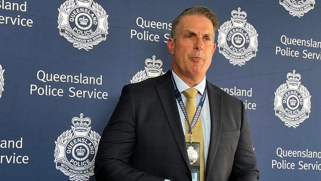 Detective Superintendent Darrin Shadlow addresses media in the wake of the media charges.