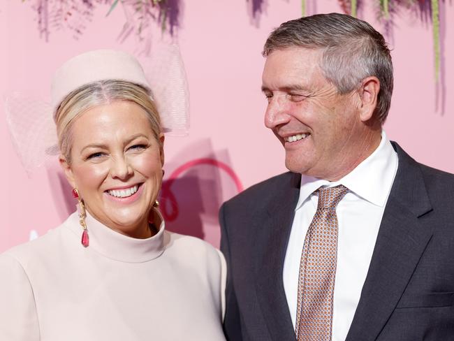 Samantha Armytage and husband Richard Lavender at Chandon Ladies Day at Rosehill Gardens. Picture: Hanna Lassen/Getty Images