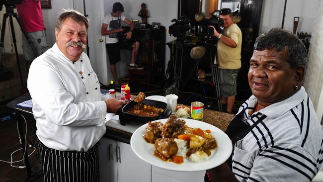 Walkabout Chef, Steve Sunk filming a cooking demonstrations for the menu cards he has created for people in remote communities.